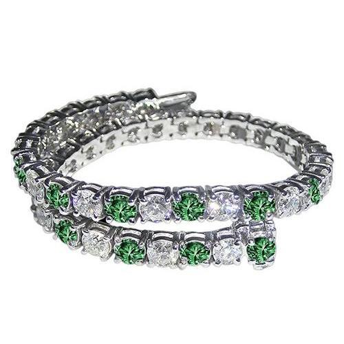 14 Ct. Pulseira de tênis de diamantes verdes brancos em ouro branco - harrychadent.pt