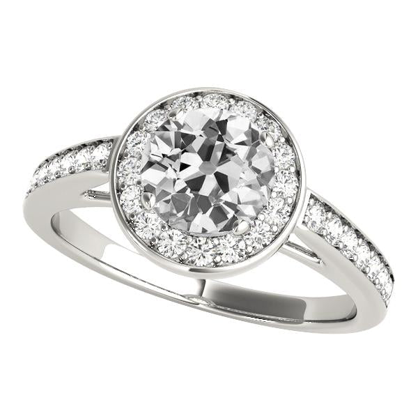 Anel de diamante Halo de ouro 14K redondo antigo corte 4.75 quilates joias femininas - harrychadent.pt