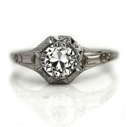 14K Gold Solitaire Ring Old Mine Cut Diamond Antique Style 1.50 Carats
