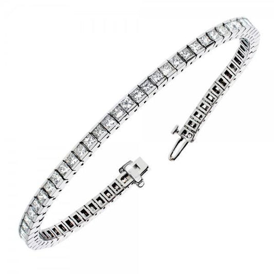 Pulseira de tênis com conjunto de canais de diamantes 14K Princess Cut 9.30 quilates - harrychadent.pt