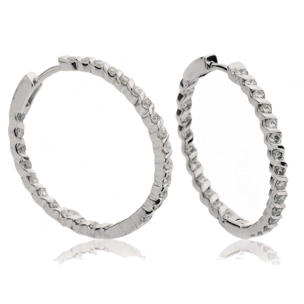 Brincos Lady Hoop em ouro branco 14K de 3.00 quilates e diamantes lapidação brilhante - harrychadent.pt