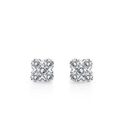 14K White Gold 4 Carats Round Cut Diamonds Studs Earrings New