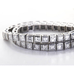 14K White Gold Jewelry Princess Cut 12 Ct Lab Grown Diamond Tennis Bracelet