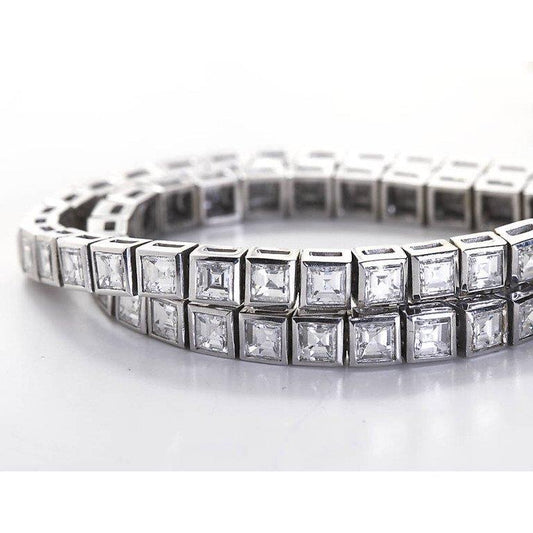 Pulseira de tênis de diamante de 14 quilates em ouro branco com corte princesa 12 quilates e diamantes - harrychadent.pt