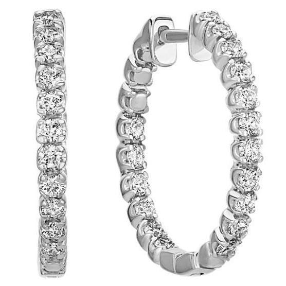 Conjunto de pontas de ouro branco 14K com diamantes de 3.90 quilates feminino brincos de argola - harrychadent.pt