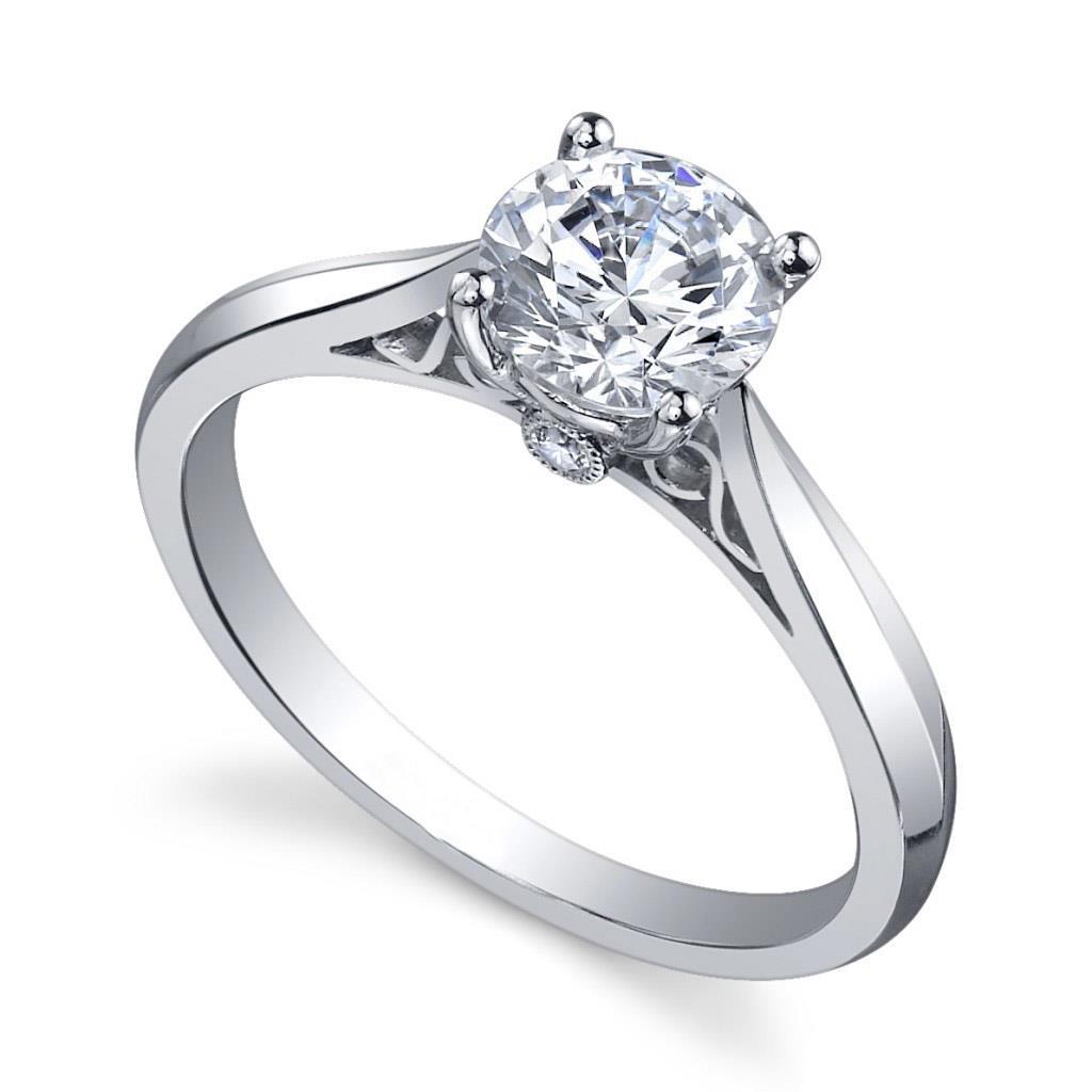 Anel de casamento de diamante redondo de ouro branco 14K com corte brilhante de 1.35 quilates - harrychadent.pt