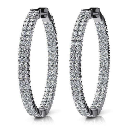 Brincos de argola femininos em ouro branco 14K 8 ct lapidação redonda - harrychadent.pt