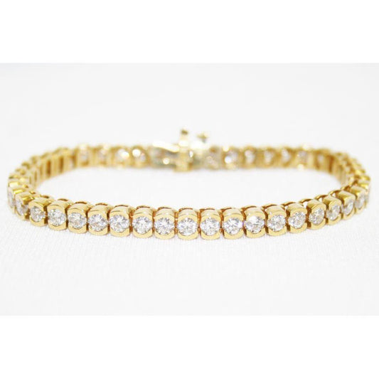 Pulseira de tênis de 9 quilates em ouro amarelo 14K redondo para senhoras e diamantes joias - harrychadent.pt