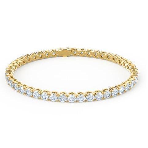 Bracelete de tênis em ouro amarelo 14K com corte redondo de 9 quilates e diamantes nova - harrychadent.pt