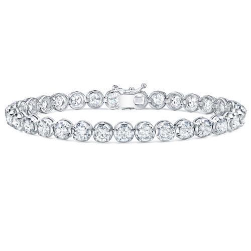 Pulseira feminina de diamante de corte redondo de 14.40 quilates em ouro branco 14K - harrychadent.pt