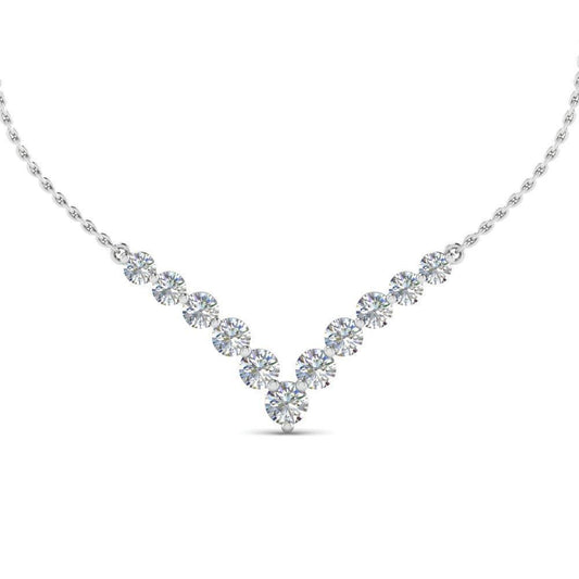 Colar feminino de diamantes de corte redondo 15 ct espumante e ouro branco 14K - harrychadent.pt