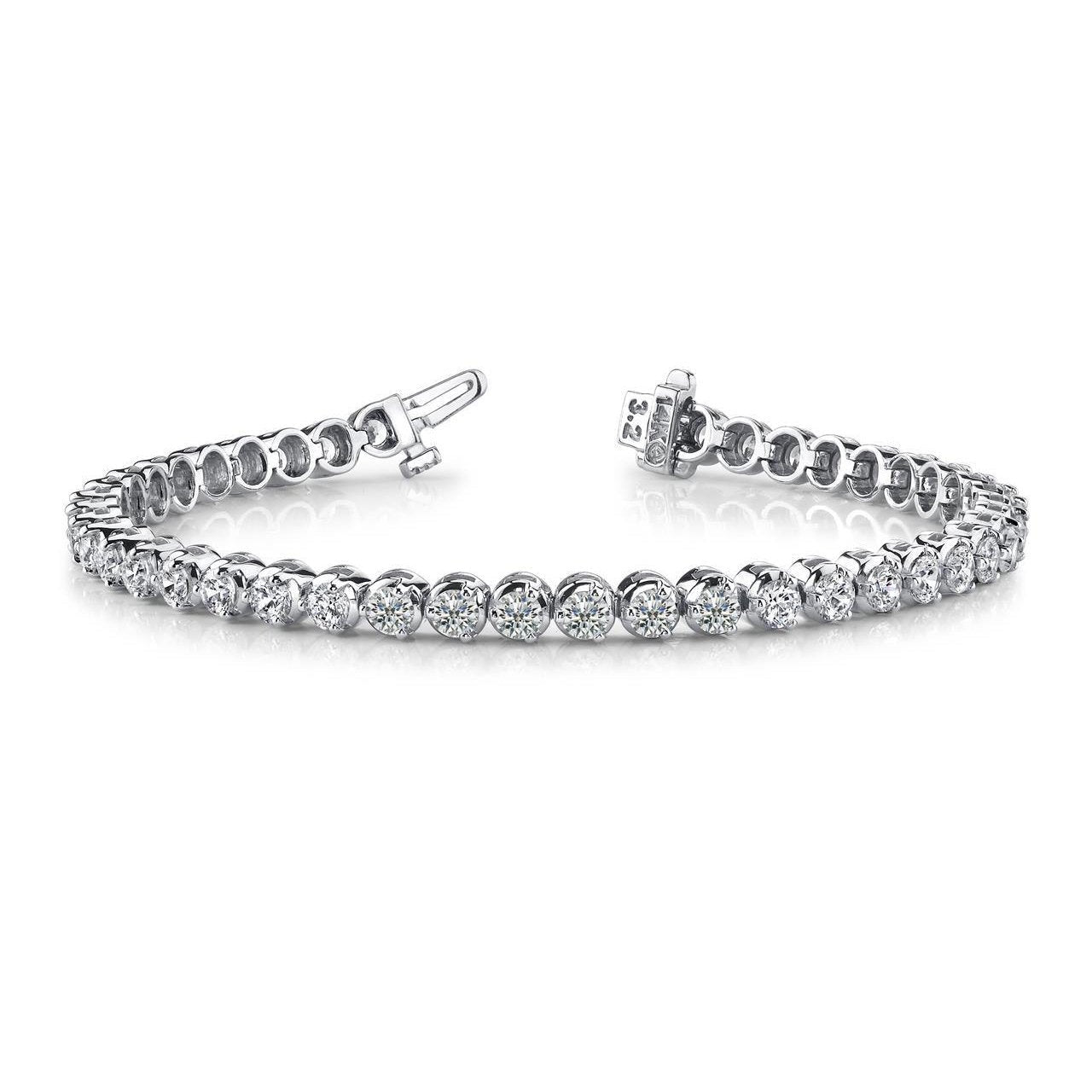 Bracelete de tênis de ouro branco 14K com diamante de corte redondo de 16 quilates - harrychadent.pt