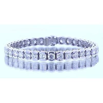 Pulseira de tênis de diamante redondo de 16.45 quilates em ouro branco 14K - harrychadent.pt