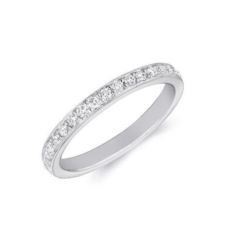 Aliança de casamento Eternity ouro 14K com diamantes de corte redondo de 1.05 ct - harrychadent.pt