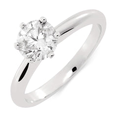1.20 Ct Round Cut Solitaire Lab Grown Diamond Wedding Ring White Gold 14K