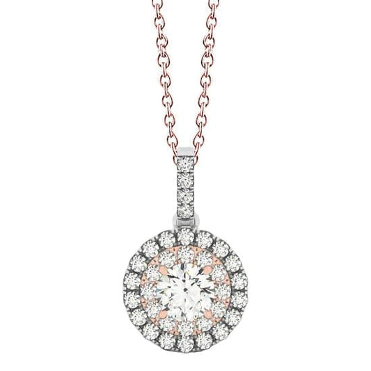 Colar com pendente redondo de diamante de dois tons e ouro 14K de 1.25 quilates - harrychadent.pt