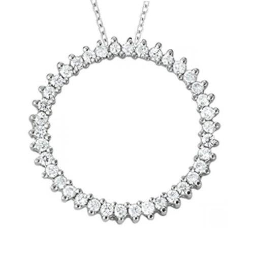 Pendente circular de diamantes redondos de 1.25 quilates sem corrente. ouro branco 14K - harrychadent.pt