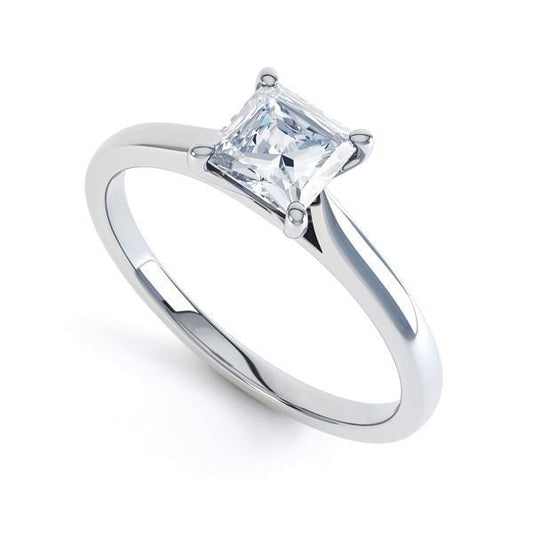 Diamante de 1.25 ct Princesa com corte de diamante anel de aniversário em ouro branco 14K - harrychadent.pt