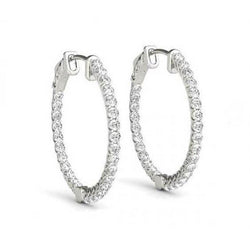 1.25 Ct. Diamonds Hoop Earring Bezel Set Diamond Earring Gold