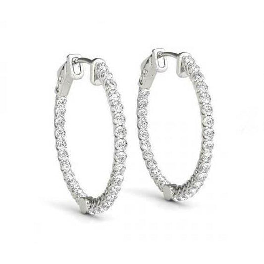 1.25 Ct. Conjunto de Moldura de Brinco de Diamantes Hoop Brinco de Diamante de Ouro - harrychadent.pt