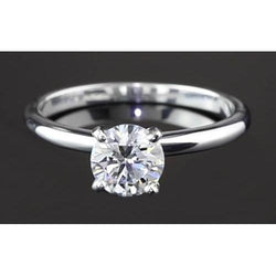 1.25 Round Real Diamond Solitaire Engagement Ring White Gold 14K