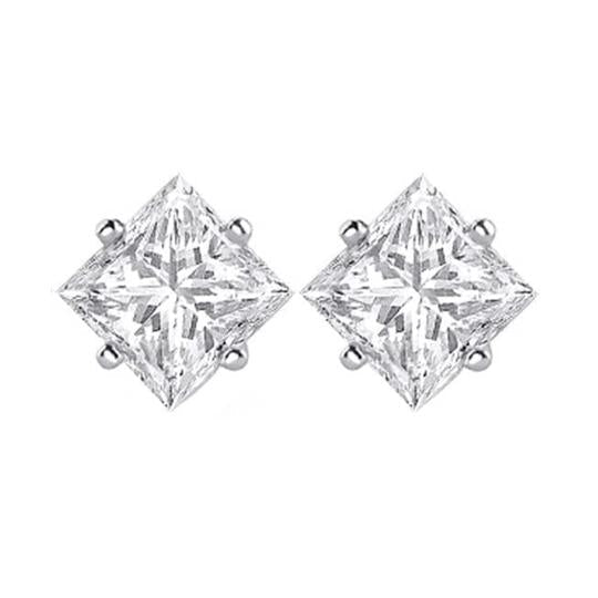 1.3 Ct Princess Cut Solitaire Diamond Stud Earring 14K ouro branco - harrychadent.pt