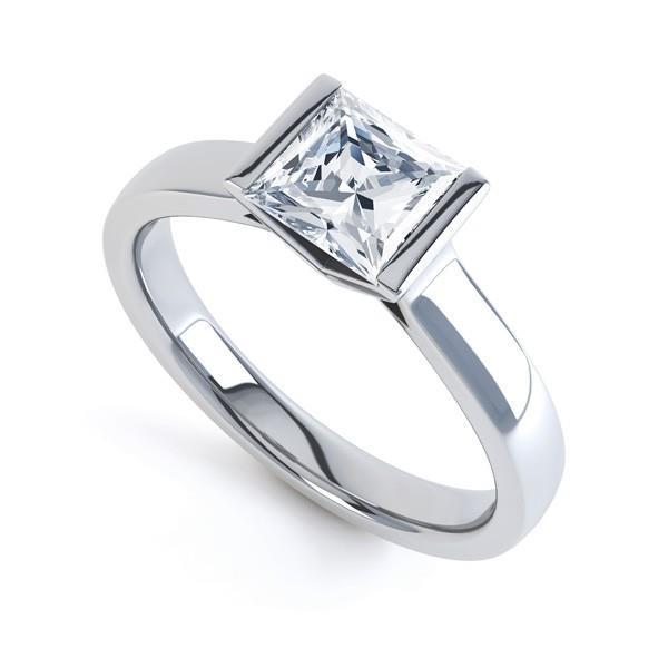 1.30 ct Solitaire Princess Cut diamante anel de noivado ouro branco 14K - harrychadent.pt