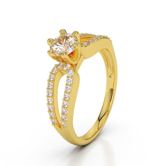 Aliança de diamante 1.4 Ct Conjunto de seis pontas em ouro amarelo 14K - harrychadent.pt