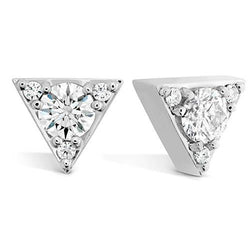 1.40 Carats Diamond Stud Earring 14K White Gold Triangular Style