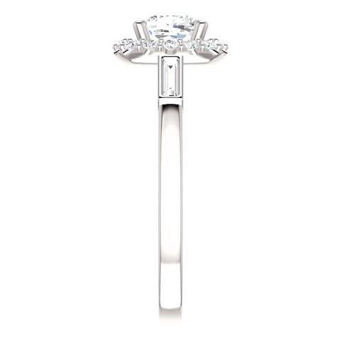 1.40 quilates Halo Diamond Anel de noivado 3 Stone White Gold 14K - harrychadent.pt