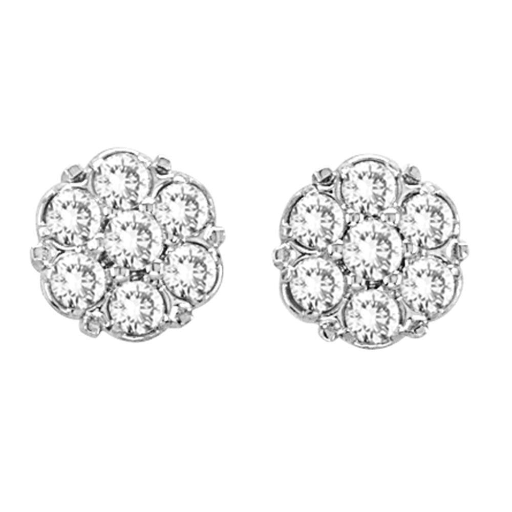 Brinco de pino redondo de diamante com flor de diamante de 1,5 ct - harrychadent.pt