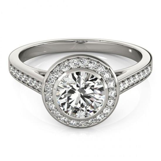 Diamante redondo de 1.50 quilates Halo Ring em ouro branco 14K - harrychadent.pt