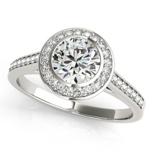 Diamante redondo de 1.50 quilates Halo Ring em ouro branco 14K - harrychadent.pt