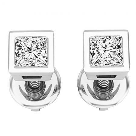 1.50 quilates Princesa Cut Diamond Studs brincos ouro branco 14K - harrychadent.pt