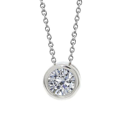 Colar com pendente de diamante de corte redondo de 1.50 quilates em ouro branco 14K - harrychadent.pt