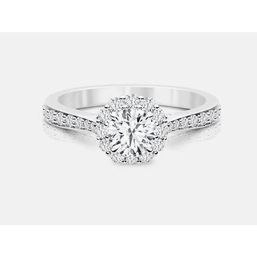 Anel de noivado de diamante redondo de 1.50 quilates Halo - harrychadent.pt