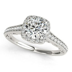 1.50 Carats Round Diamond Halo Engagement Ring Filigree White Gold 14K