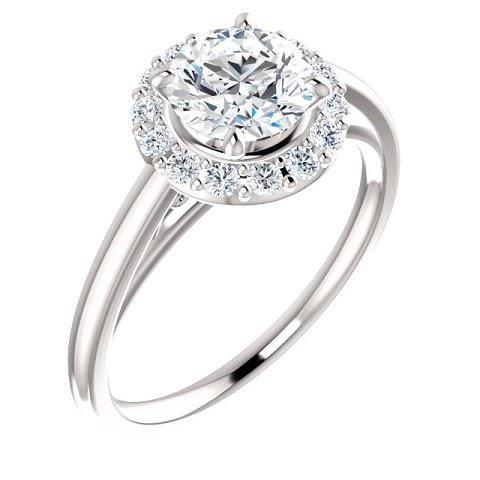 Anel de noivado com configuração de halo de diamante redondo de 1.50 quilates e ouro branco 14K - harrychadent.pt