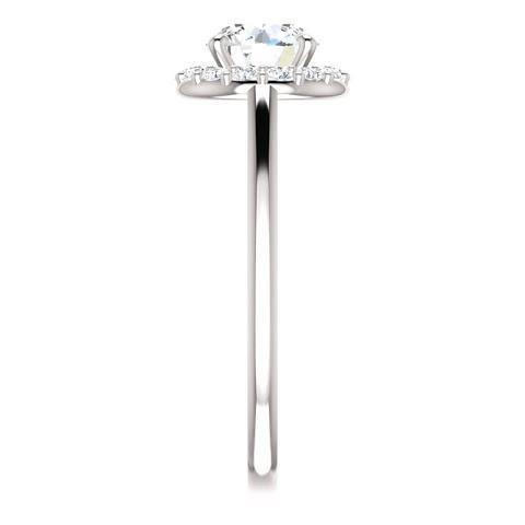 Anel de noivado com configuração de halo de diamante redondo de 1.50 quilates e ouro branco 14K - harrychadent.pt