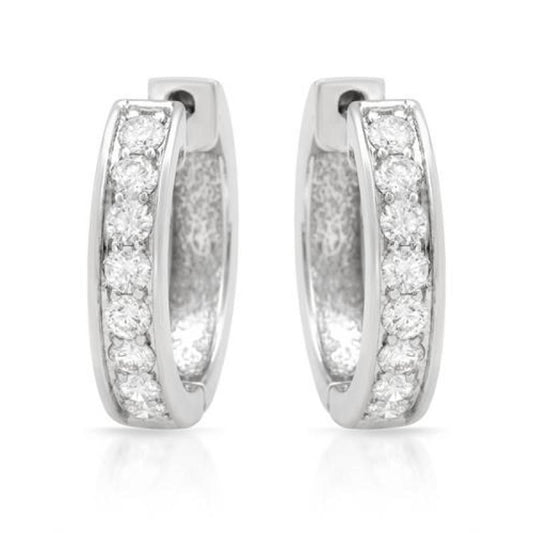 1.50 quilates de diamante redondo feminino brinco argola ouro branco 14K - harrychadent.pt