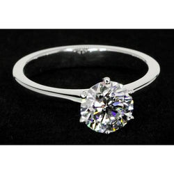 1.50 Carats Solitaire Round Diamond Ring White Gold 14K
