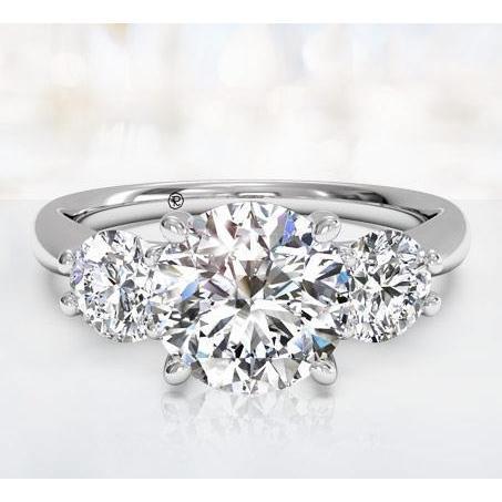 Conjunto de pontas redondas de 1.50 ct e anel de casamento com três pedras de diamante - harrychadent.pt
