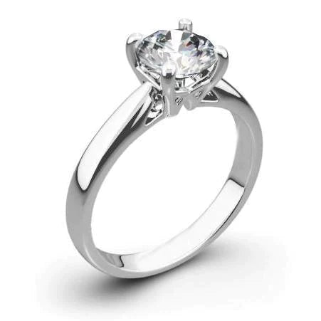 Anel de casamento solitário de diamante de corte redondo 1,50 ct 4 pontas ouro 14K