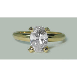 1.51 Carat Oval Diamond Solitaire Ring Yellow Gold 14K