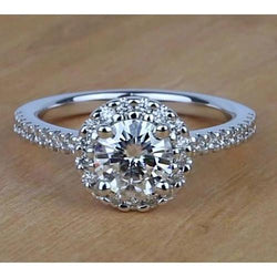 1.58 Carats Halo Round Lab Grown Diamond Engagement Ring