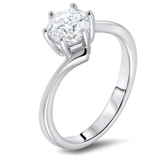 Anel de casamento de diamante com corte redondo em ouro branco 1.60 ct - harrychadent.pt