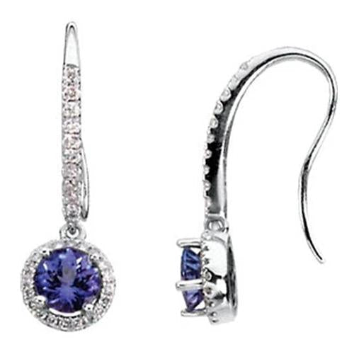 1.64 quilates de safira do Sri Lanka e brincos de diamante em ouro branco 14K - harrychadent.pt
