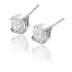 1.70 Carat Princess Cut Diamond Stud Earring Women Gold 14K
