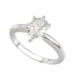 1.75 Carat Pear Solitaire Diamond Engagement Ring 14K White Gold