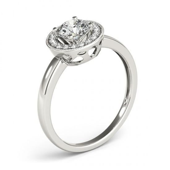 Diamante redondo de 1.75 quilates com anel de aniversário de halo em ouro branco 14K - harrychadent.pt